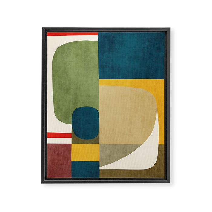 Green Tones Abstract Mid-Century Fall Artwork Framed Canvas Print Gallery Image 1