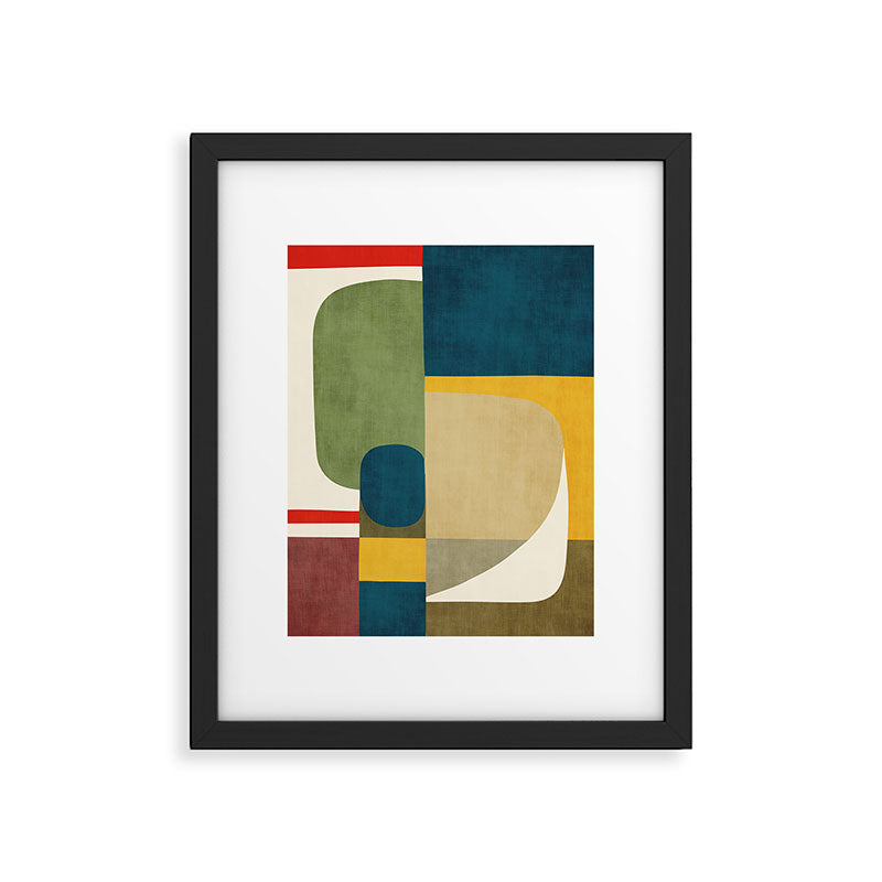 Green Tones Abstract Mid-Century Fall Artwork Framed Art Print Gallery Image 5