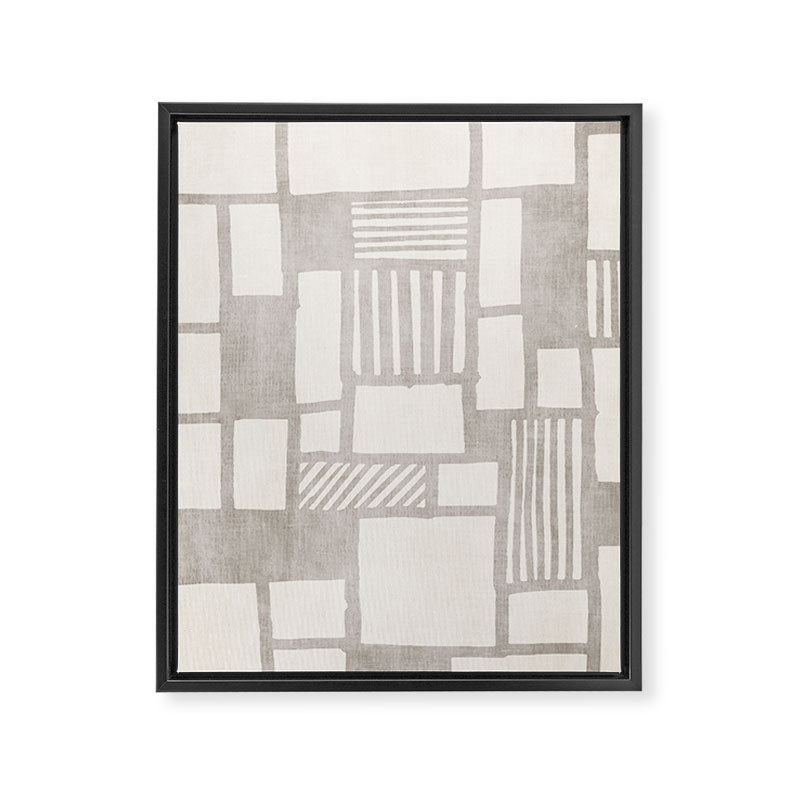 Hand Drawn Lines Minimalist Geometric Monochrome Beige Decor Artwork Framed Canvas Print Gallery Image 6