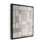 Hand Drawn Lines Minimalist Geometric Monochrome Beige Decor Artwork Framed Canvas Print Gallery Image 2