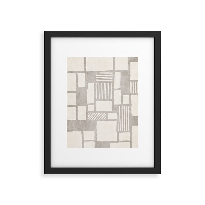 Hand Drawn Lines Minimalist Geometric Monochrome Beige Decor Artwork Framed Art Print Gallery Image 5
