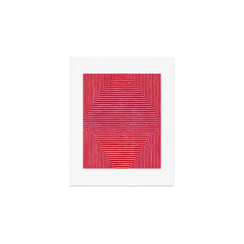 Hot Pink Geometric Drawing Digital Linocut Art Print Gallery Image 1