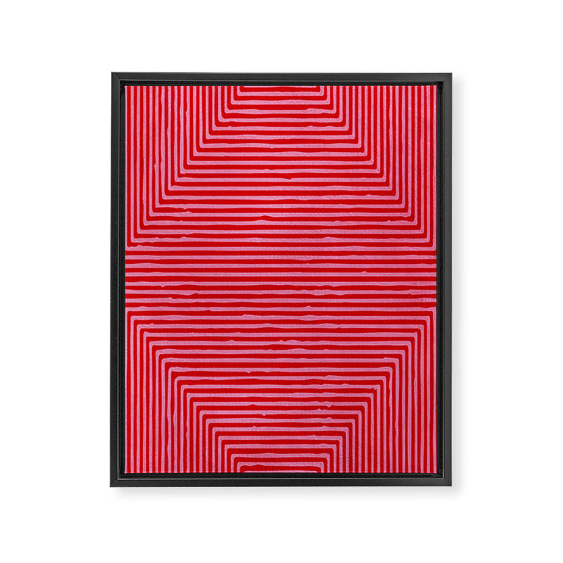 Hot Pink Geometric Drawing Digital Linocut Framed Canvas Print Gallery Image 6