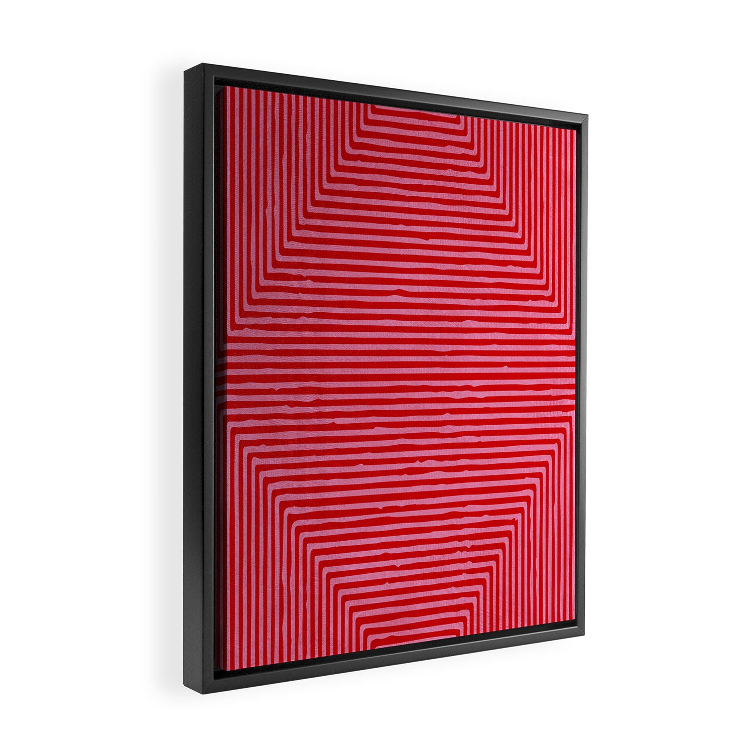 Hot Pink Geometric Drawing Digital Linocut Framed Canvas Print Gallery Image 2