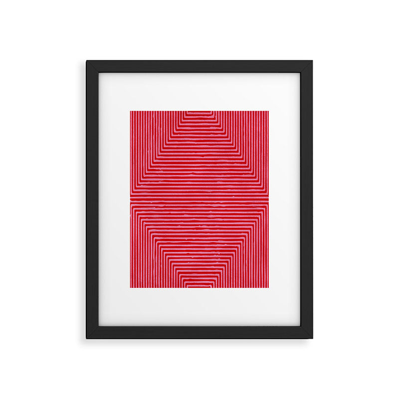 Hot Pink Geometric Drawing Digital Linocut Framed Art Print Gallery Image 5