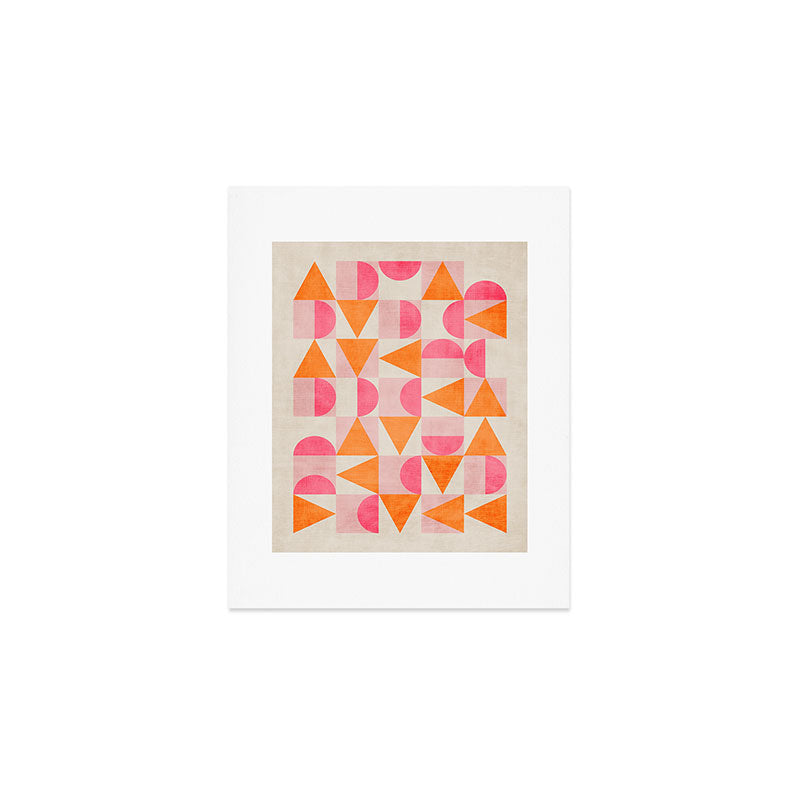 Hot Pink Orange Modern Geometric Artwork Art Print Gallery Image 1