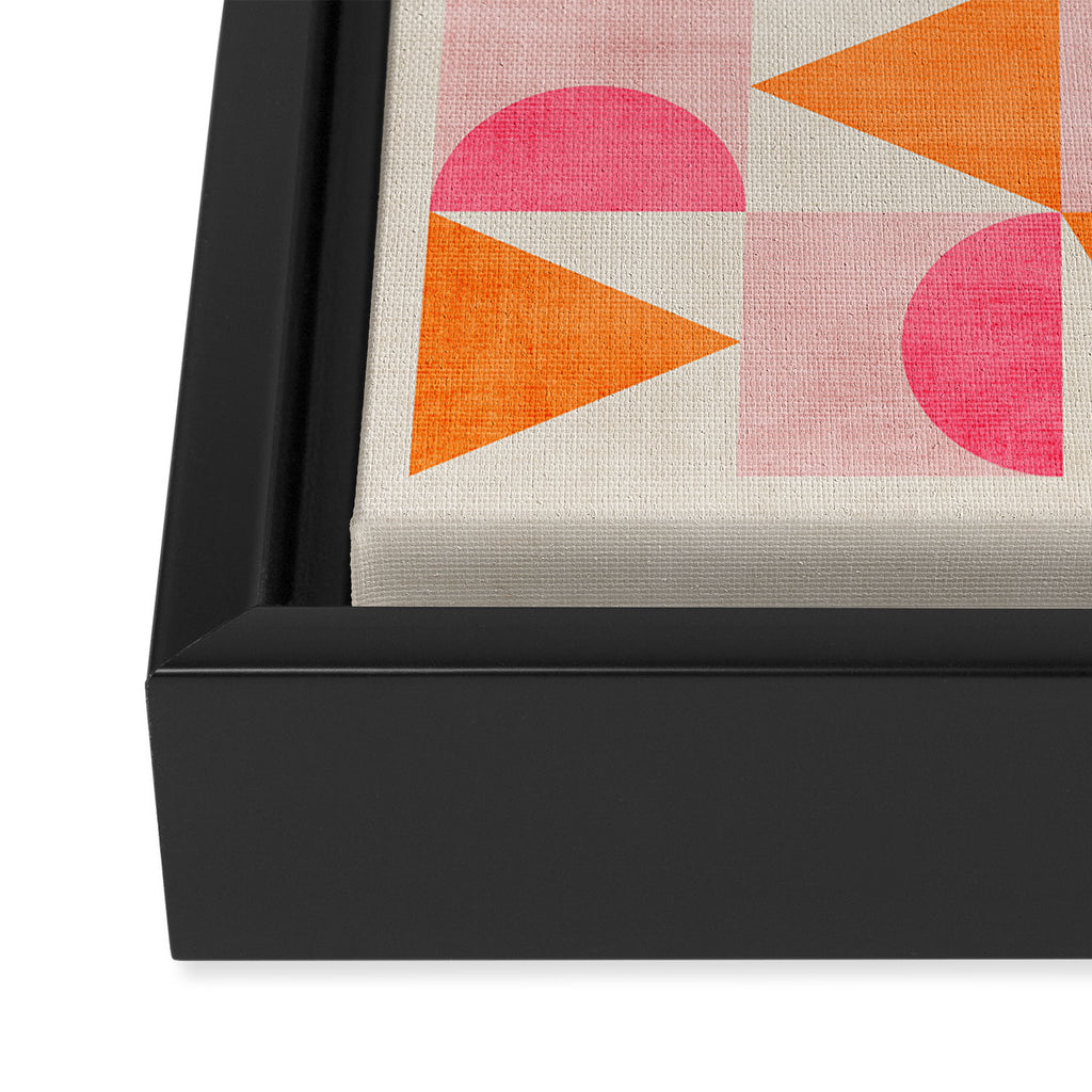 Hot Pink Orange Modern Geometric Artwork Framed Canvas Print Gallery Image 3