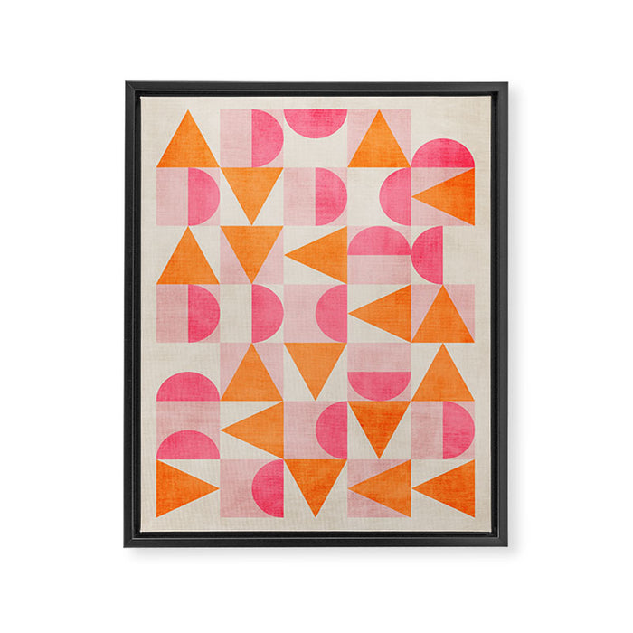 Hot Pink Orange Modern Geometric Artwork Framed Canvas Print Gallery Image 1