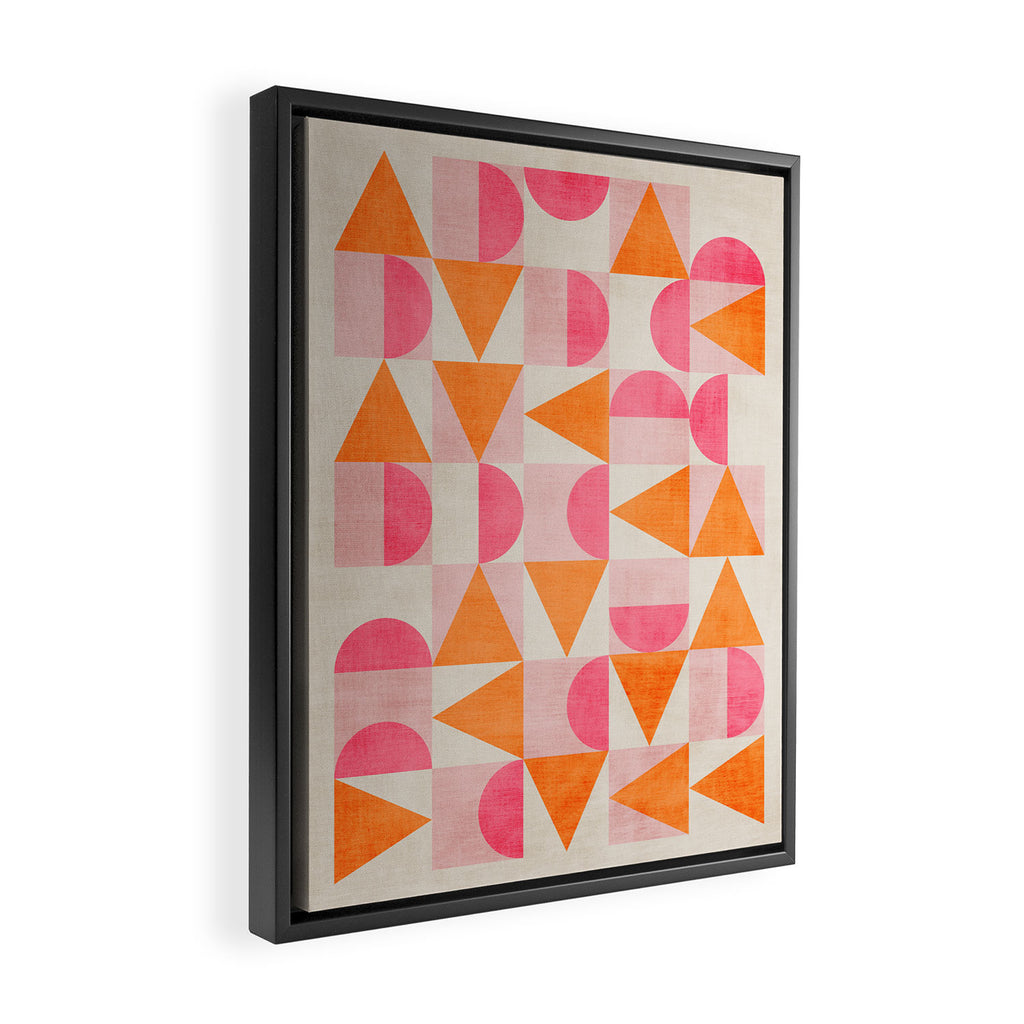 Hot Pink Orange Modern Geometric Artwork Framed Canvas Print Gallery Image 2