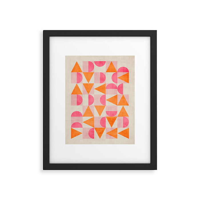 Hot Pink Orange Modern Geometric Artwork Framed Art Print Gallery Image 1