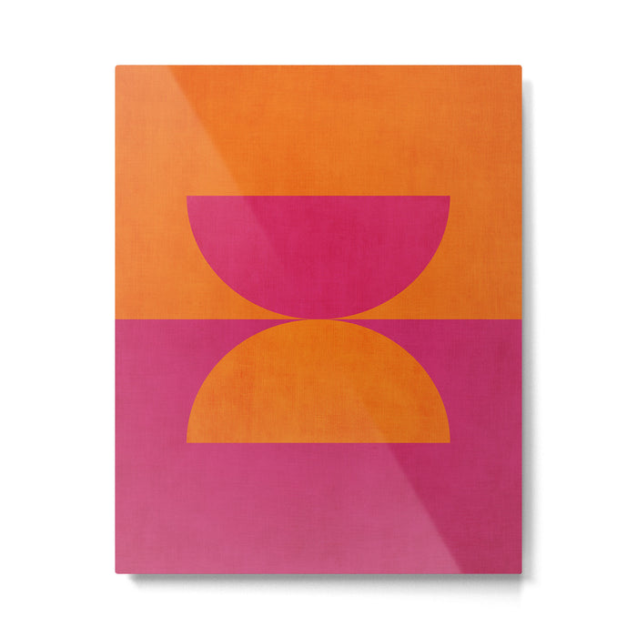 Hot Pink Orange Semicircles Modern Original Art Metal Print Gallery Image 1