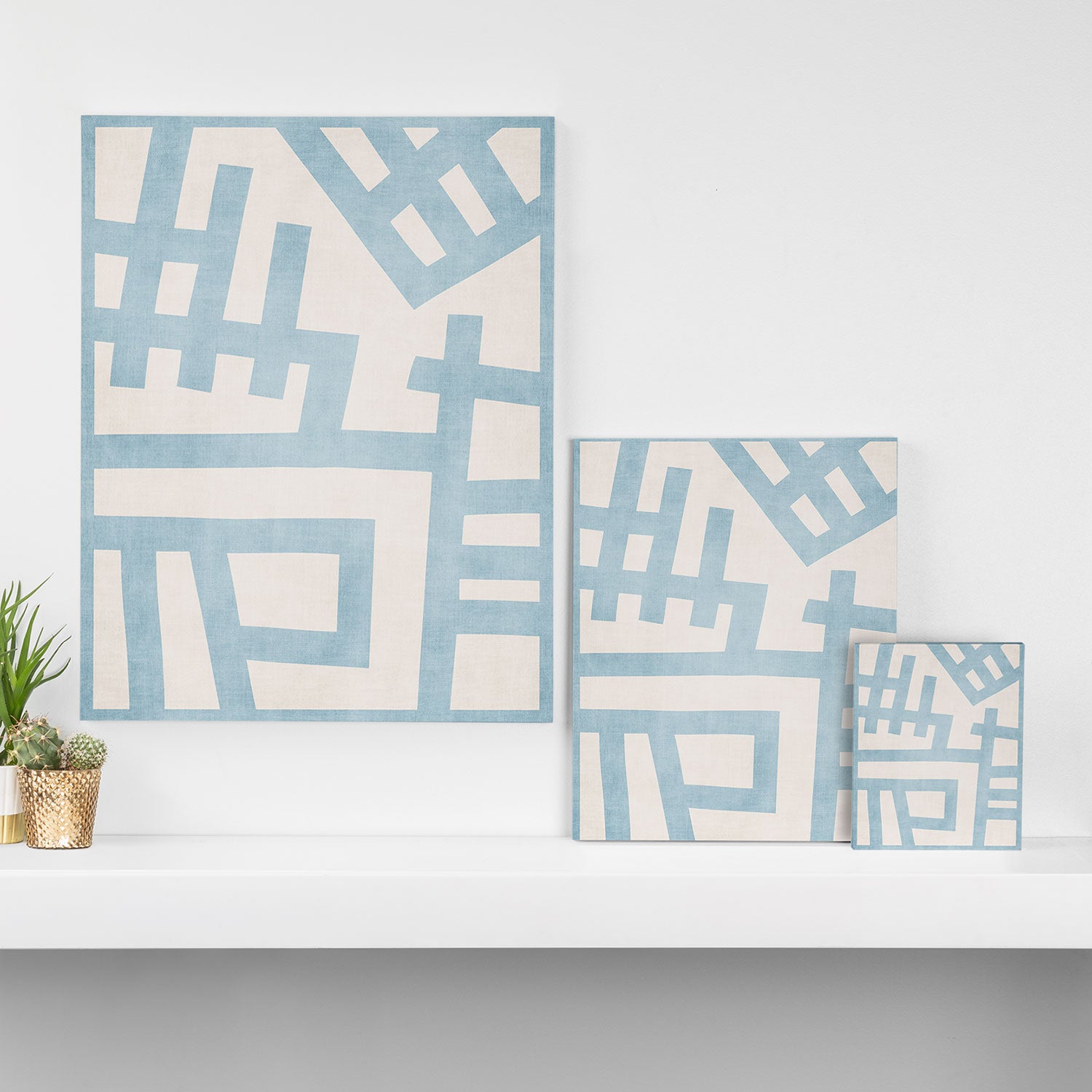 Light Blue Abstract Minimalist Modern Artwork Canvas Print Gallery Image 3
