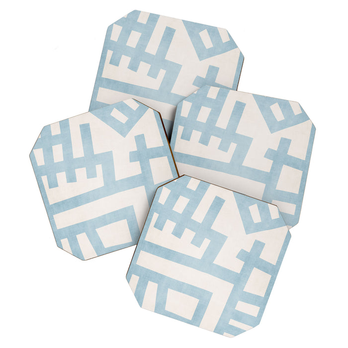 Light Blue Abstract Minimalist Modern Artwork Coaster Gallery Image 1