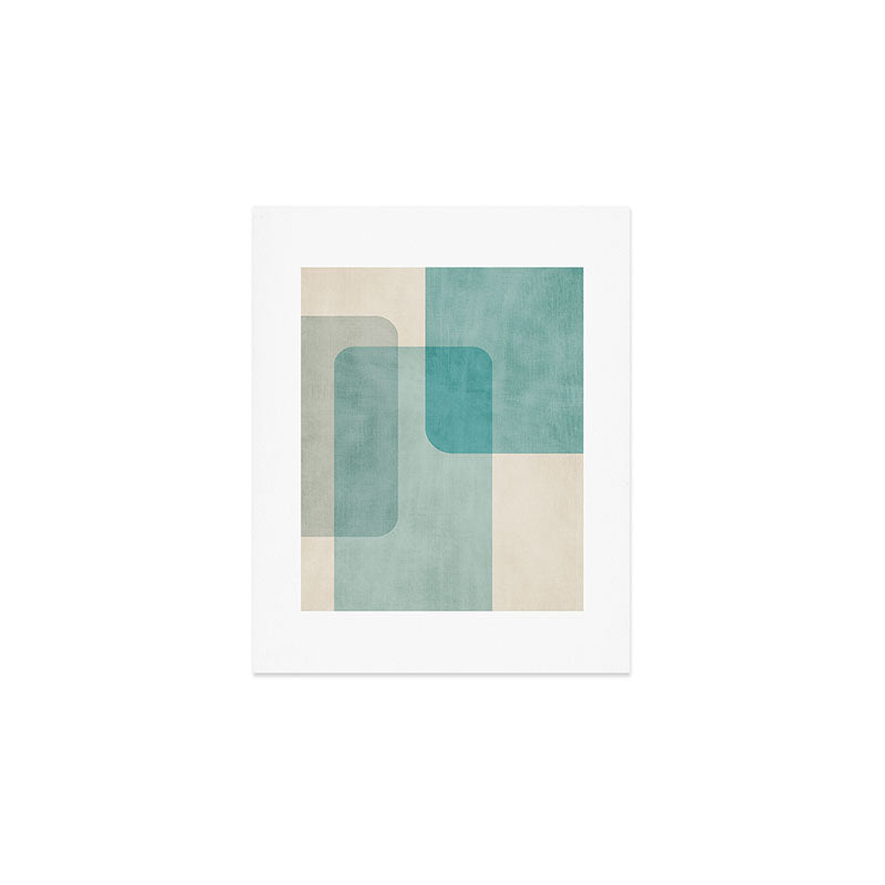 Light Blue Aqua Minimalist Geometric Artwork Art Print Gallery Image 1