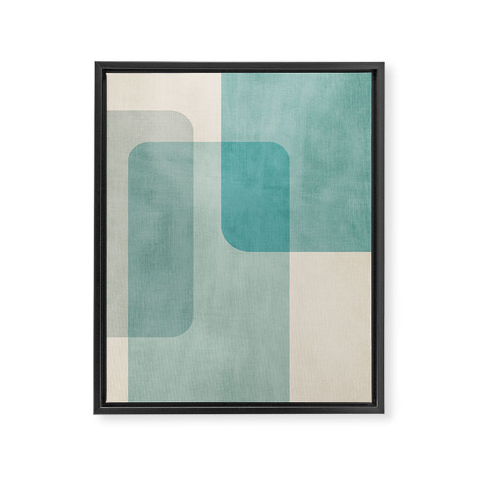 Light Blue Aqua Minimalist Geometric Artwork Framed Canvas Print Gallery Image 1
