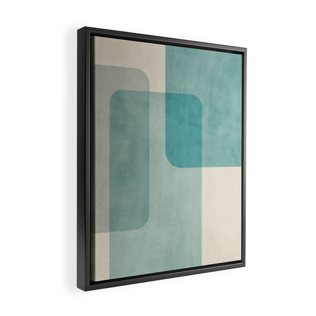 Light Blue Aqua Minimalist Geometric Artwork Framed Canvas Print Gallery Image 2