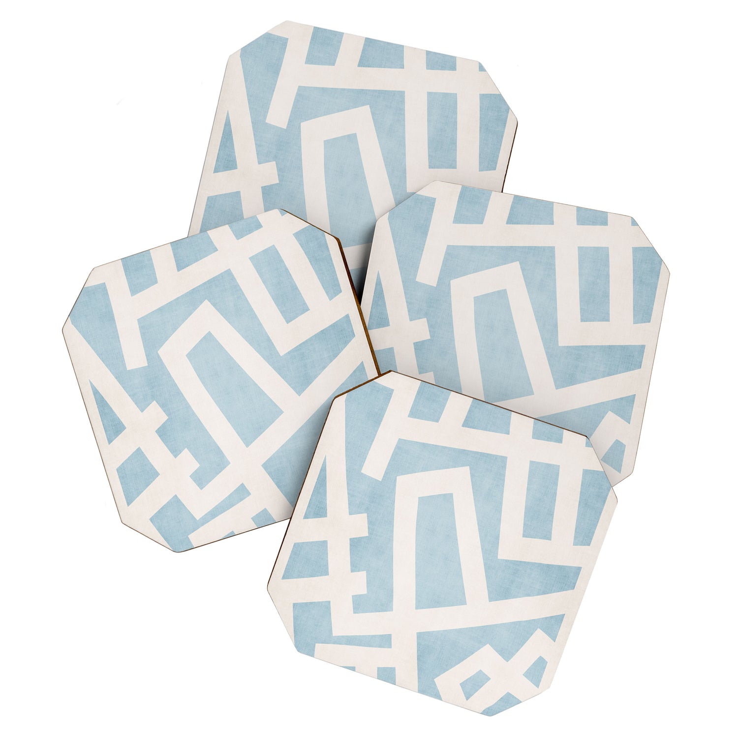 Light Blue Geometric Abstract Artwork Coaster Gallery Image 1