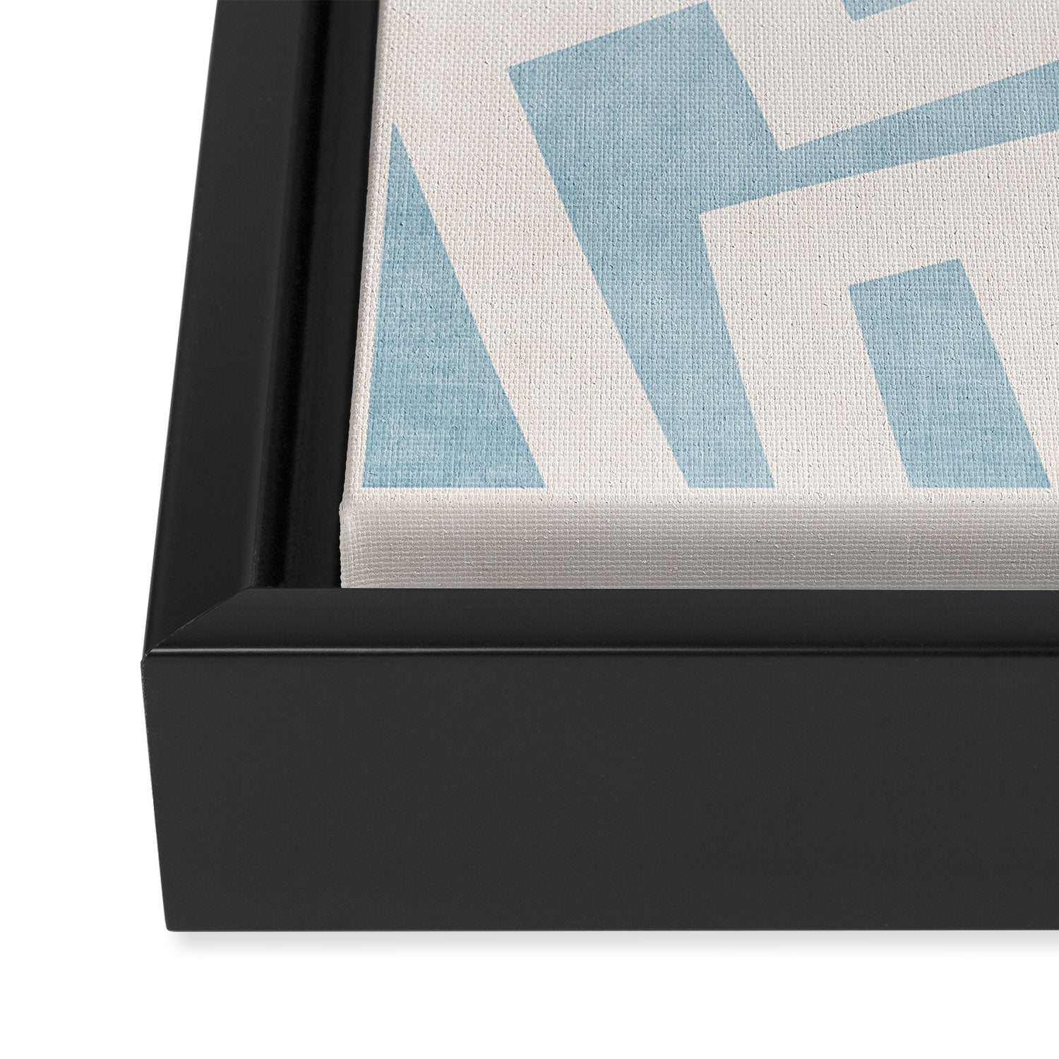 Light Blue Geometric Abstract Artwork Framed Canvas Print Gallery Image 3