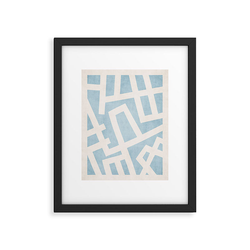 Light Blue Geometric Abstract Artwork Framed Art Print Gallery Image 5