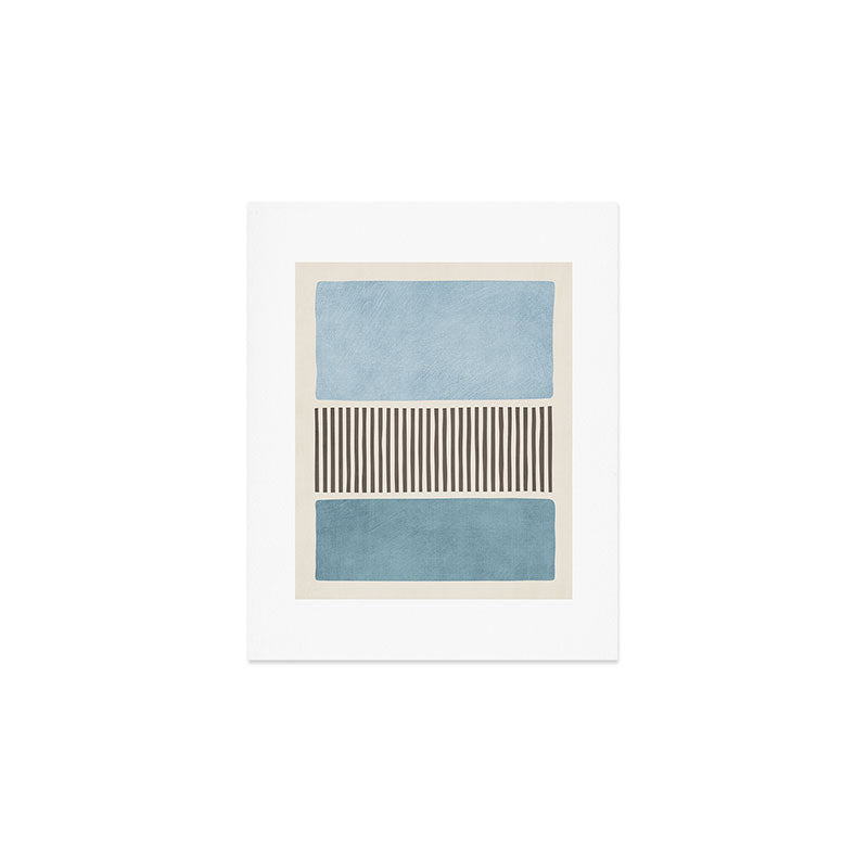 Light Blue Gray Lines Modern Minimal Abstract Artwork Art Print Gallery Image 1