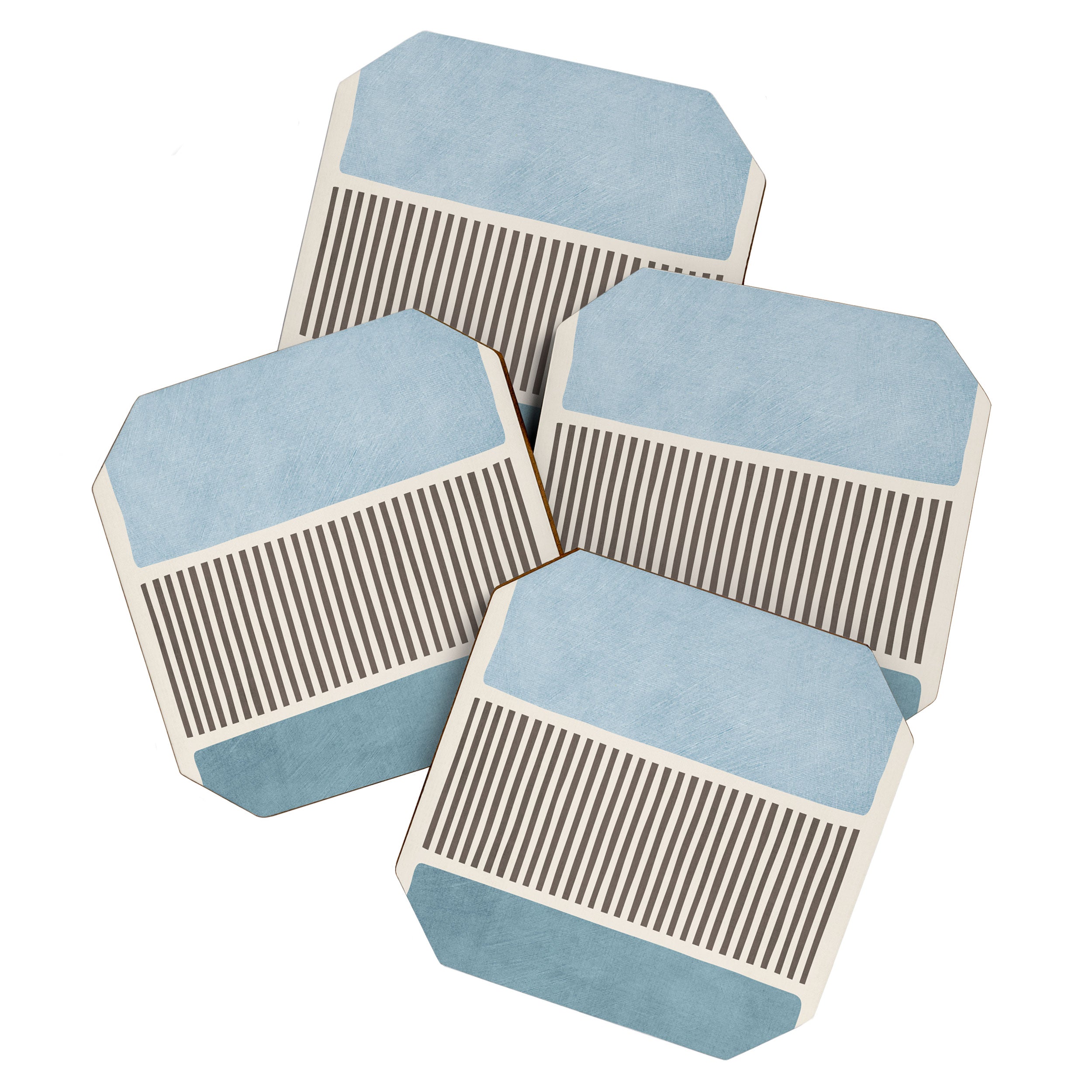 Light Blue Gray Lines Modern Minimal Abstract Artwork Coaster Gallery Image 1