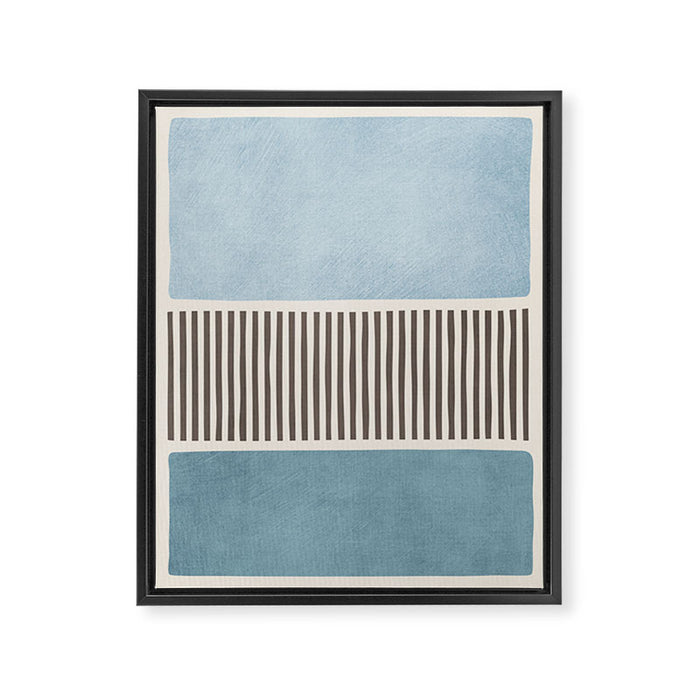 Light Blue Gray Lines Modern Minimal Abstract Artwork Framed Canvas Print Gallery Image 1