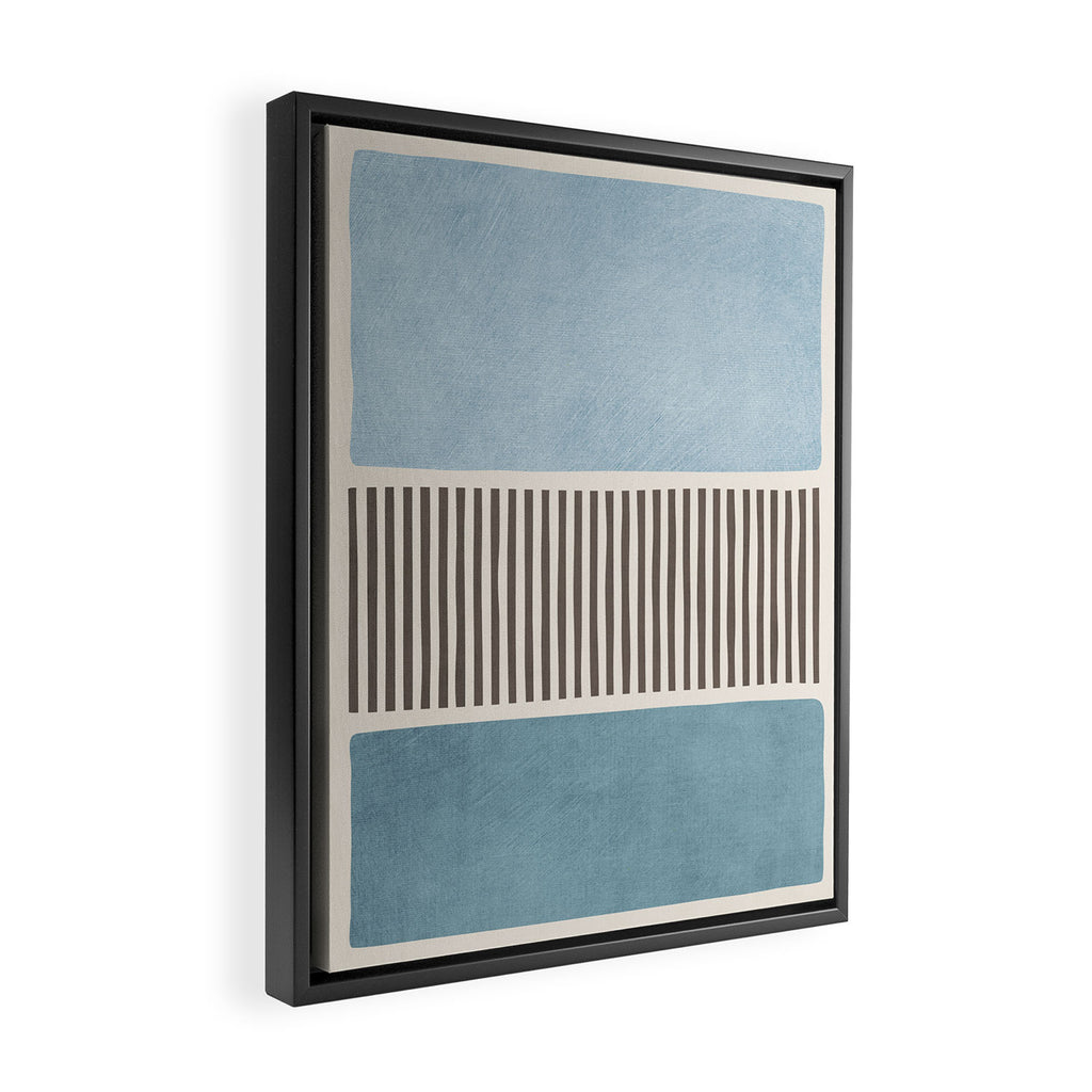 Light Blue Gray Lines Modern Minimal Abstract Artwork Framed Canvas Print Gallery Image 2