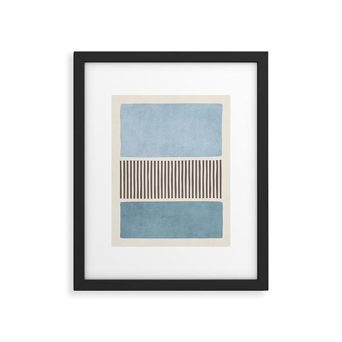 Light Blue Gray Lines Modern Minimal Abstract Artwork Framed Art Print Gallery Image 1
