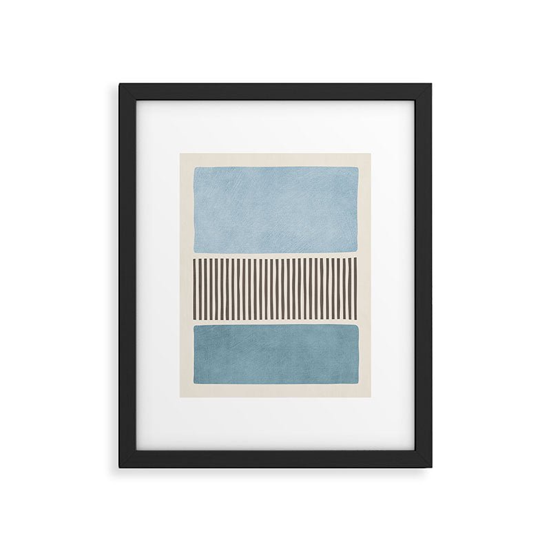 Light Blue Gray Lines Modern Minimal Abstract Artwork Framed Art Print Gallery Image 5