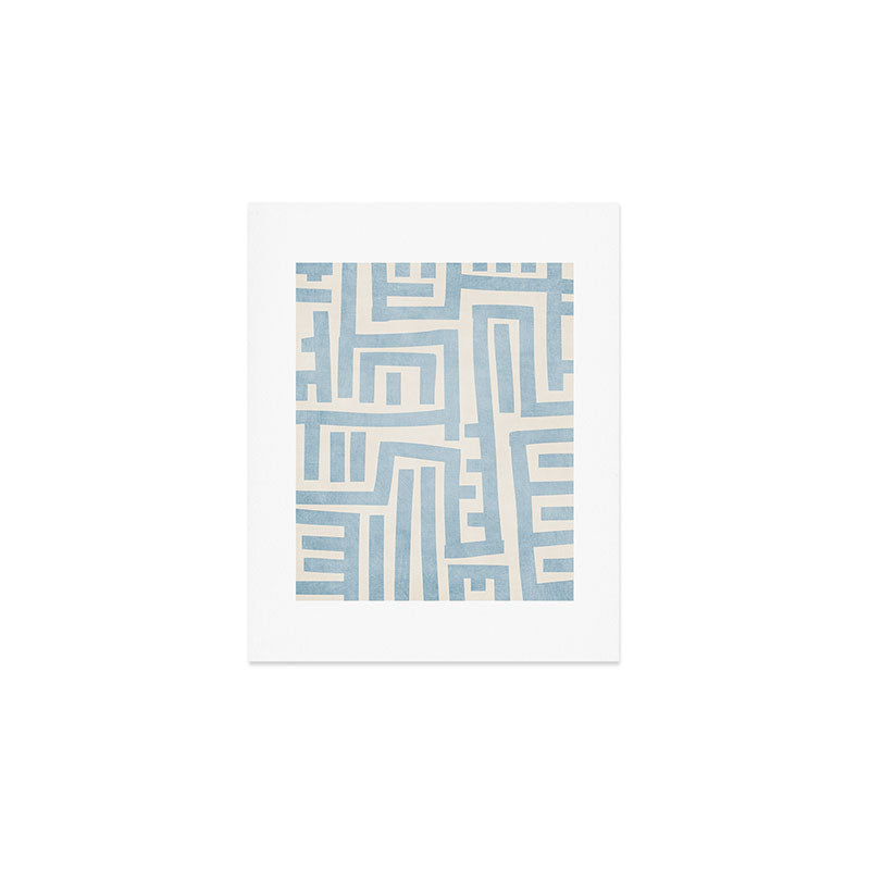 Light Blue Lines Geometric Design Artwork Art Print Gallery Image 1