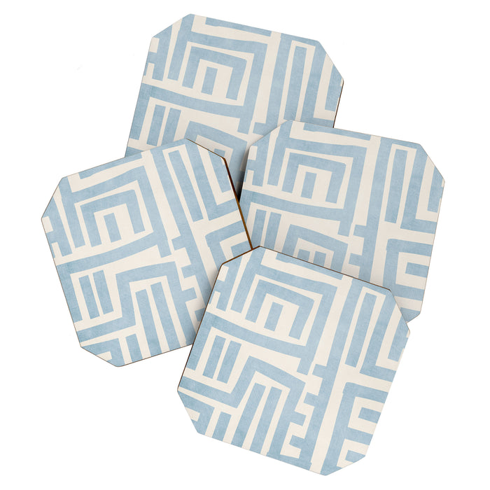 Light Blue Lines Geometric Design Artwork Coaster Gallery Image 1
