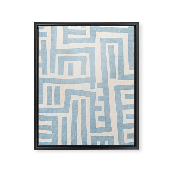 Light Blue Lines Geometric Design Artwork Framed Canvas Print Gallery Image 1