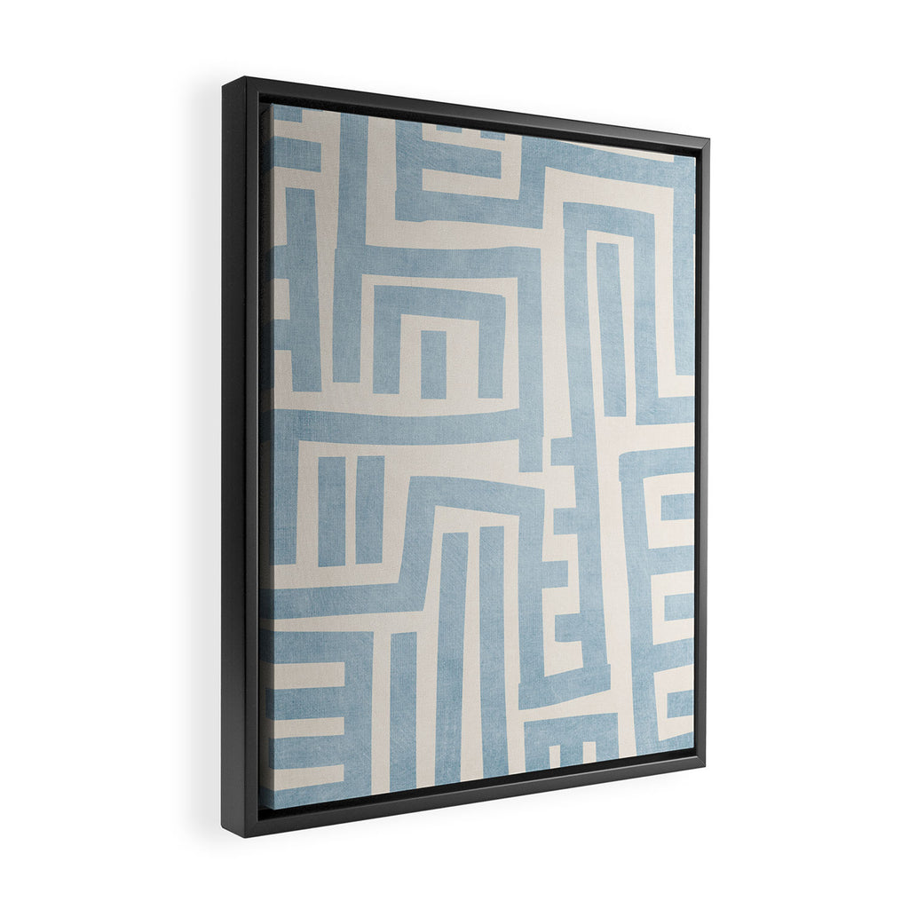 Light Blue Lines Geometric Design Artwork Framed Canvas Print Gallery Image 2