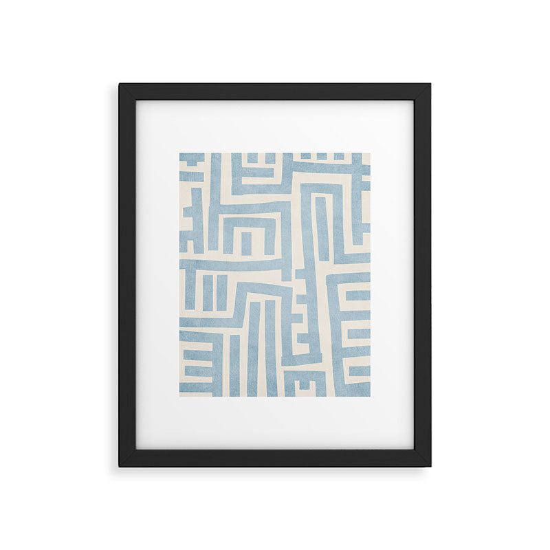 Light Blue Lines Geometric Design Artwork Framed Art Print Gallery Image 4