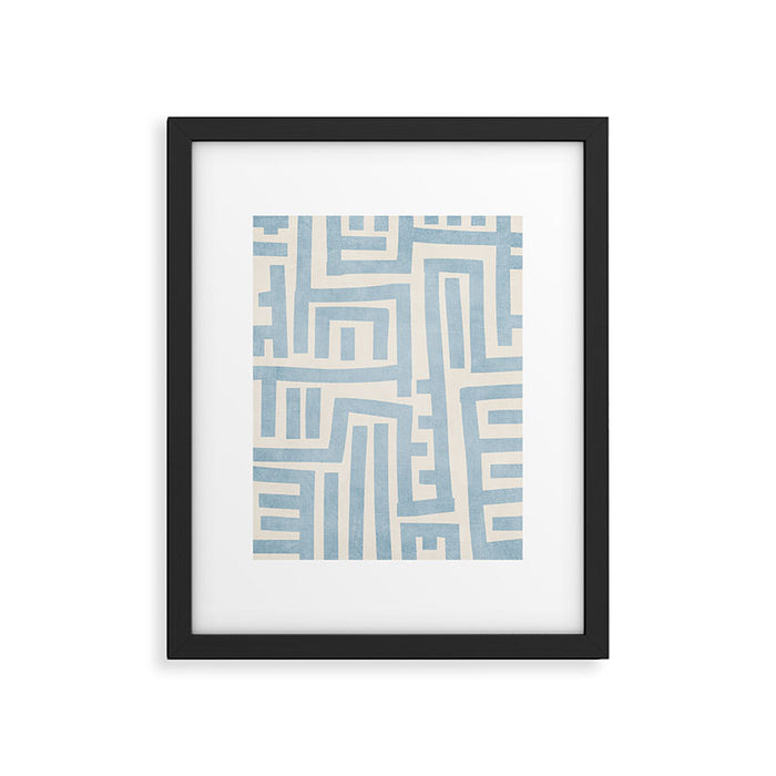 Light Blue Lines Geometric Design Artwork Framed Art Print Gallery Image 1