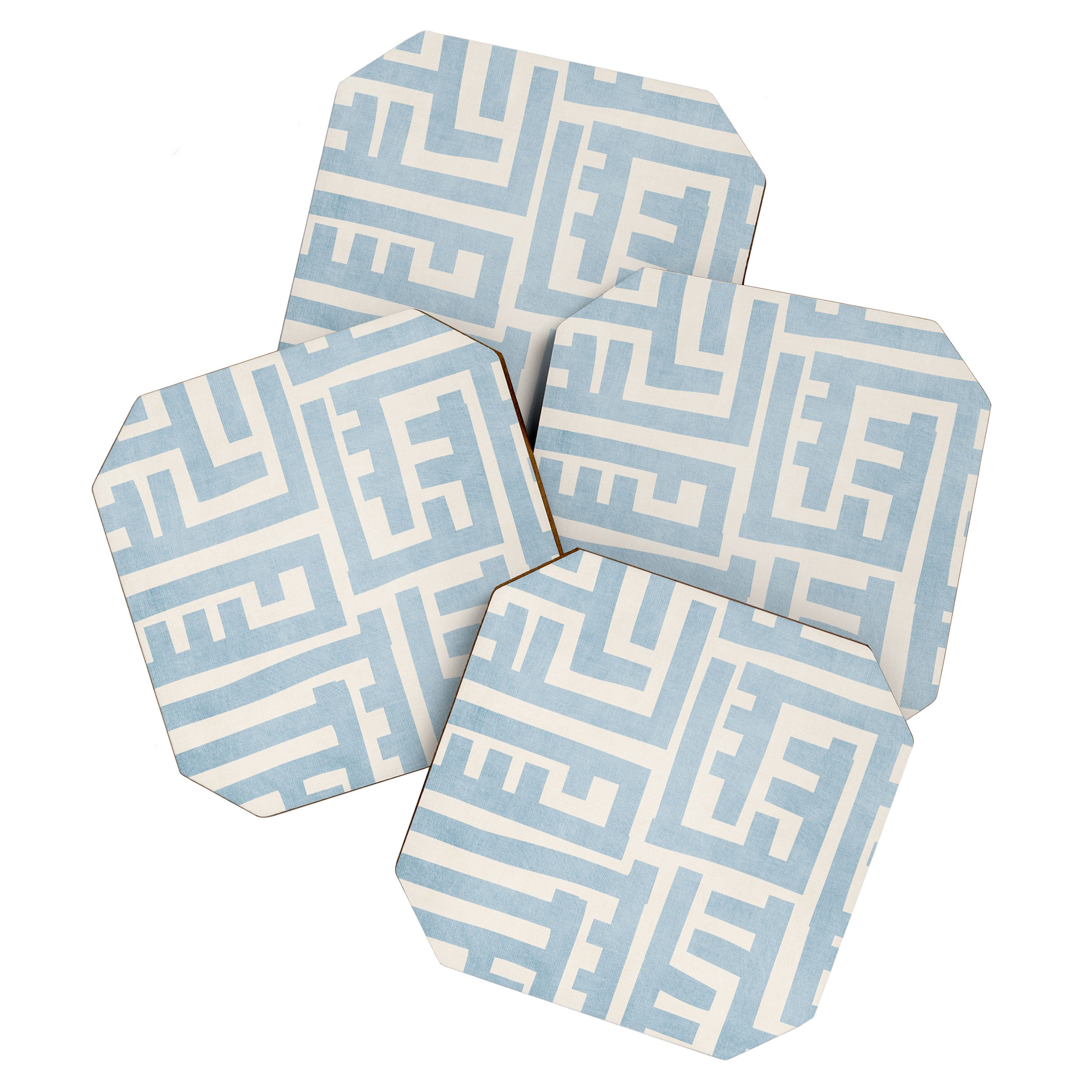 Light Blue Minimalist Design Bold Lines Art Coaster Gallery Image 1
