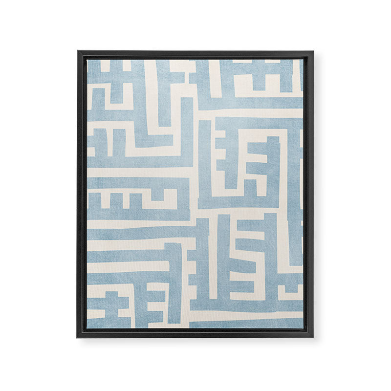 Light Blue Minimalist Design Bold Lines Art Framed Canvas Print Gallery Image 6