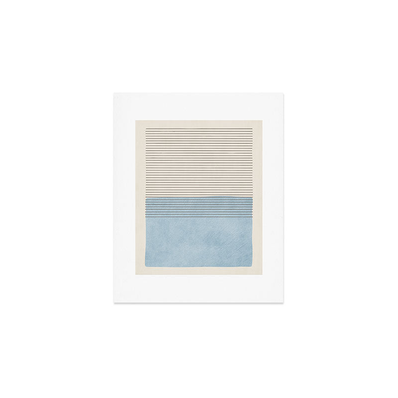 Light Blue Thin Black Lines Minimalism Modern Artwork Art Print Gallery Image 1