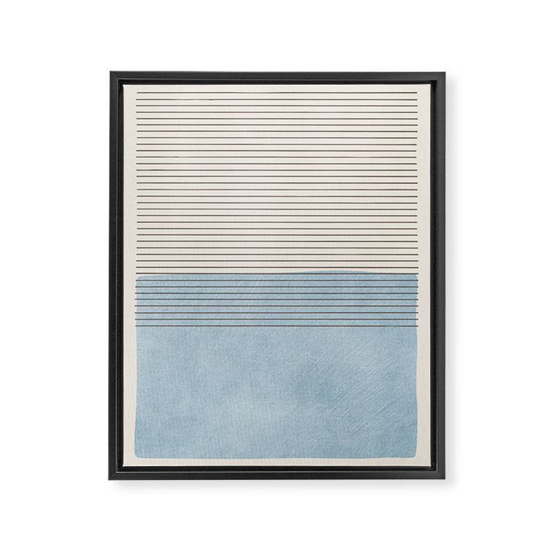 Light Blue Thin Black Lines Minimalism Modern Artwork Framed Canvas Print Gallery Image 6