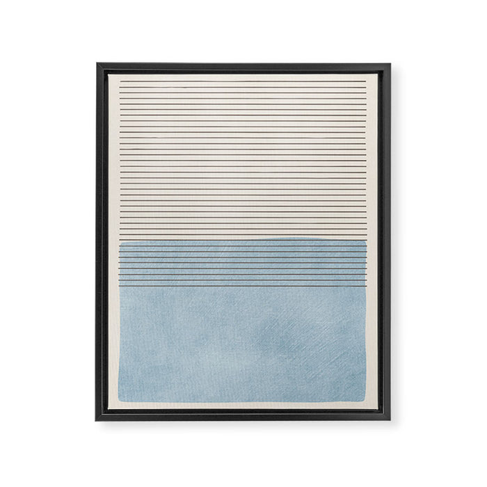 Light Blue Thin Black Lines Minimalism Modern Artwork Framed Canvas Print Gallery Image 1