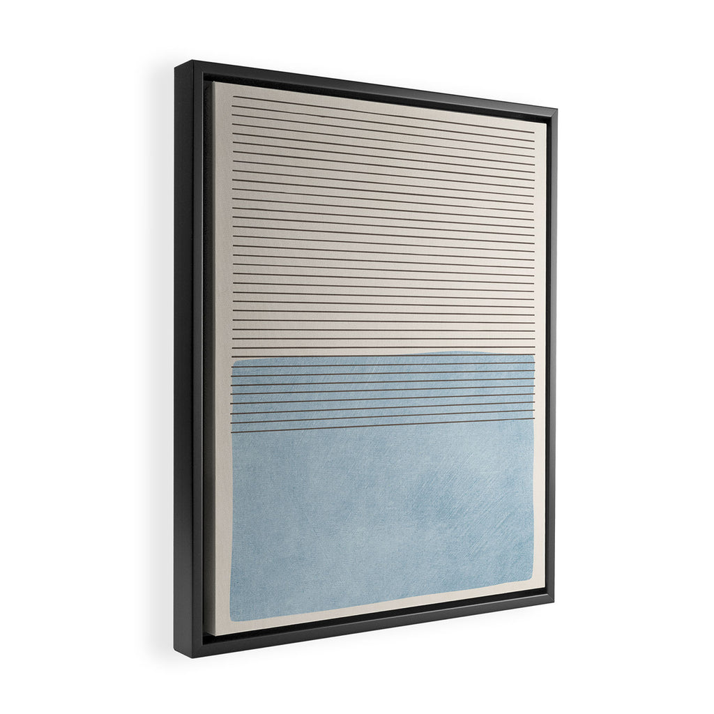 Light Blue Thin Black Lines Minimalism Modern Artwork Framed Canvas Print Gallery Image 2