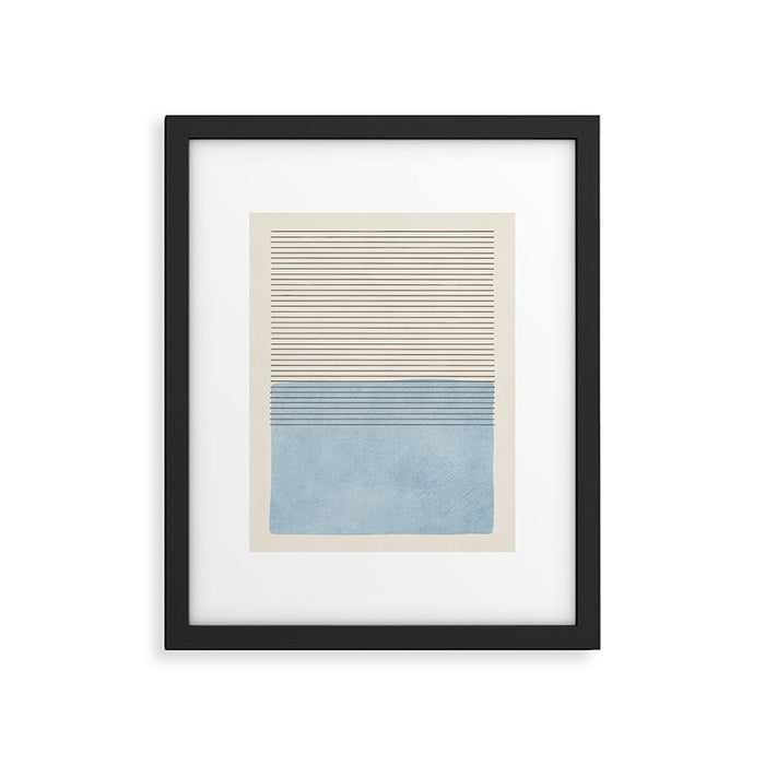 Light Blue Thin Black Lines Minimalism Modern Artwork Framed Art Print Gallery Image 1