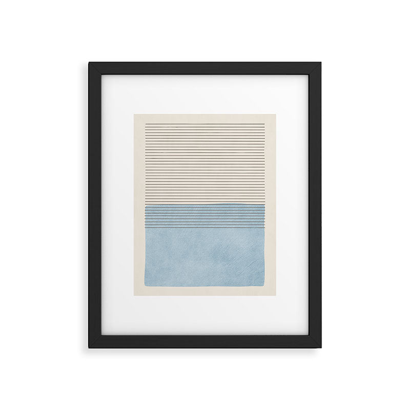 Light Blue Thin Black Lines Minimalism Modern Artwork Framed Art Print Gallery Image 5