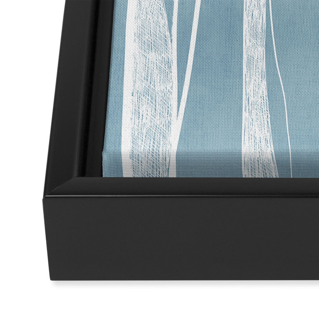 Light Blue White Lines Artwork Framed Canvas Print Gallery Image 3