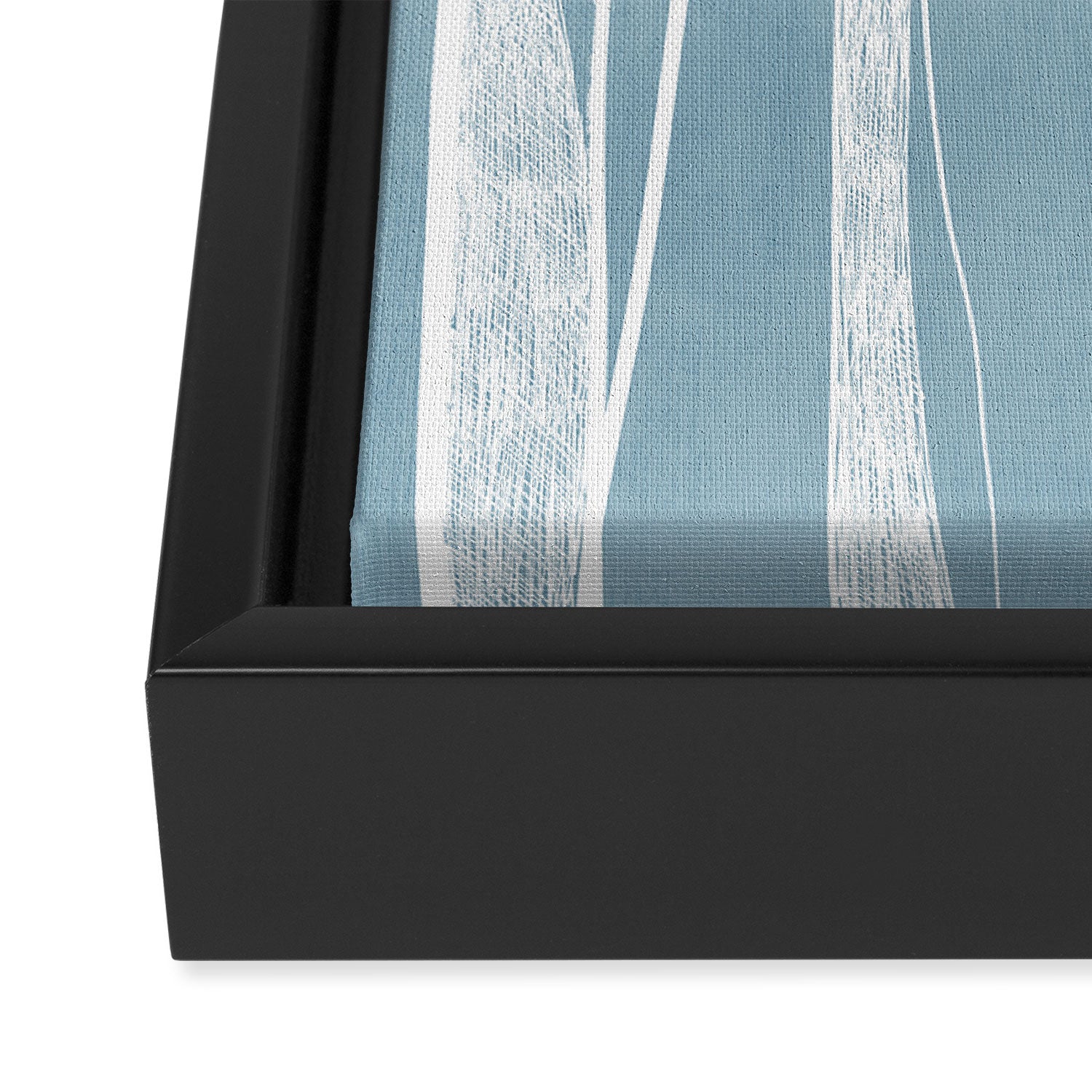 Light Blue White Lines Artwork Framed Canvas Print Gallery Image 3