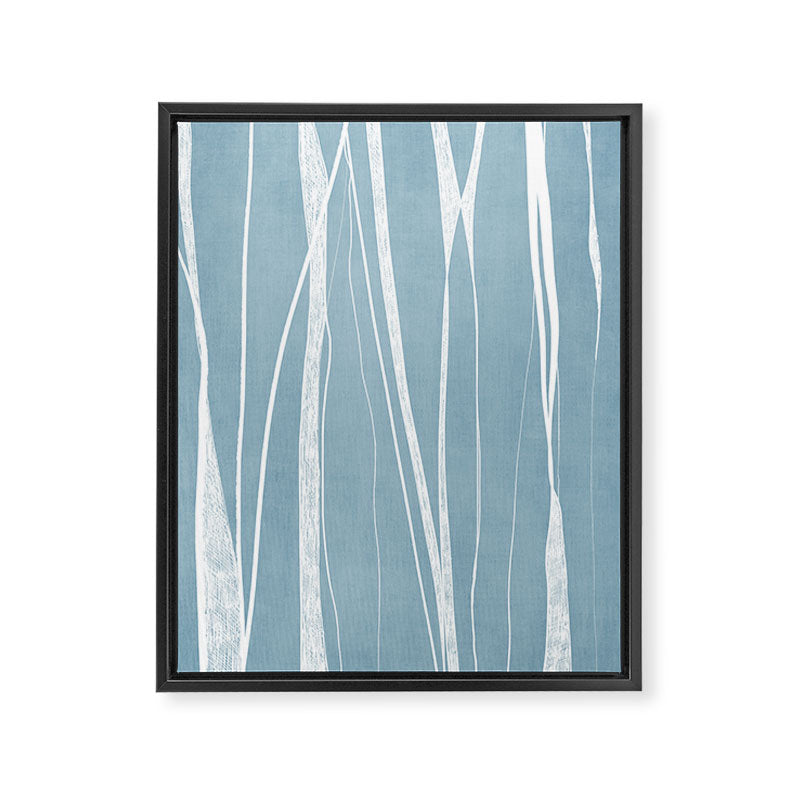 Light Blue White Lines Artwork Framed Canvas Print Gallery Image 6