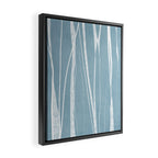 Light Blue White Lines Artwork Framed Canvas Print Gallery Image 2