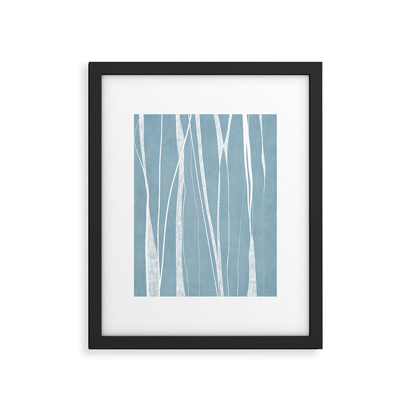 Light Blue White Lines Artwork Framed Art Print Gallery Image 5