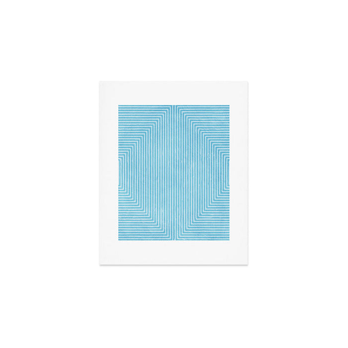 Light Blue White Lines Minimalist Drawing Artwork Art Print Gallery Image 1