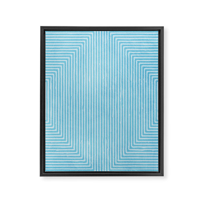 Light Blue White Lines Minimalist Drawing Artwork Framed Canvas Print Gallery Image 1